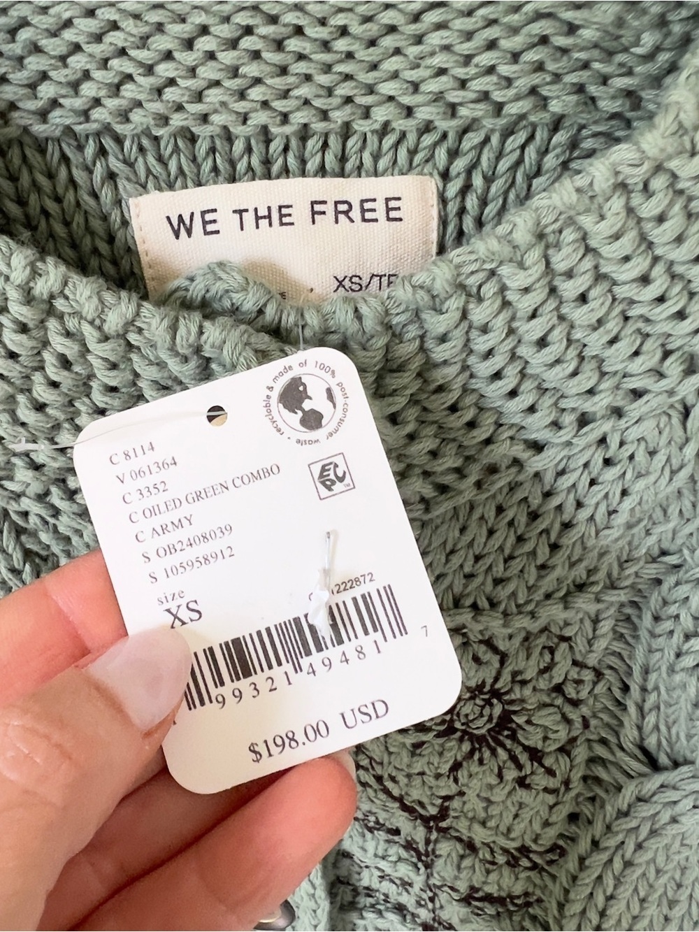 Free People We The Free On The Edge Floral Cardi - Oiled Green Combo - XS - NWT - Picture 5 of 5